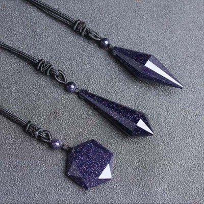 灵摆能量石星空蓝砂石吊坠六芒星项链星座吊坠男女情侣礼物