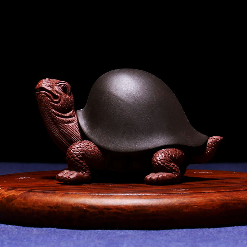 宜兴紫砂茶宠摆件将军龟功夫茶具配件茶宠紫泥乌龟功夫摆件礼品