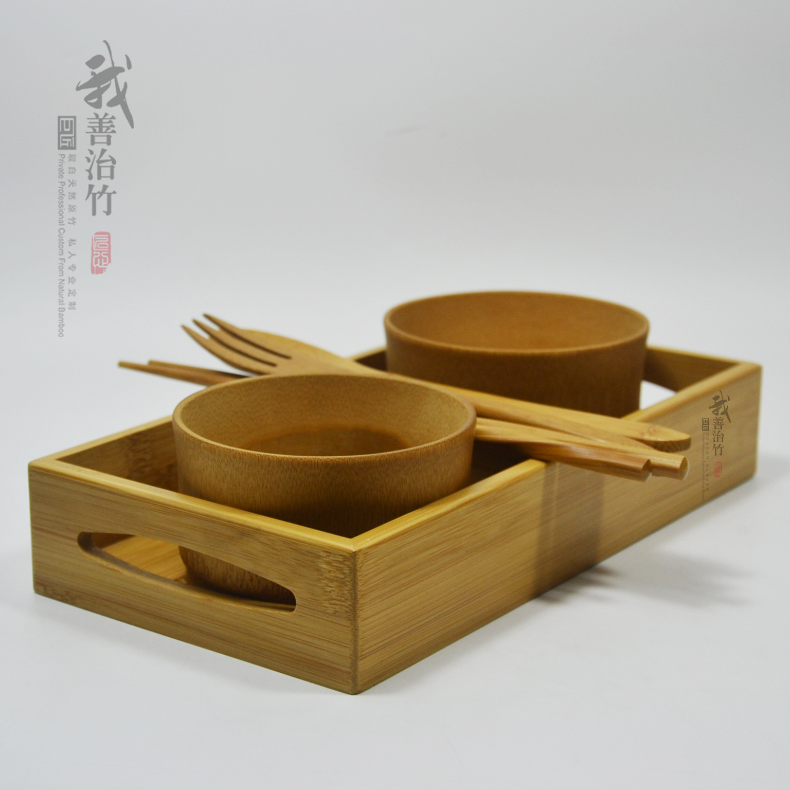 厂家批发天然竹餐具竹碗竹盘酒店宾馆快餐竹子餐具碗盘套装定制