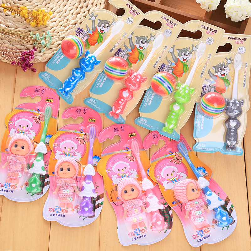 children‘s toothbrush 3-6-12 years old soft hair gum care cleaning fine hair cartoon toy toothbrush factory direct sales