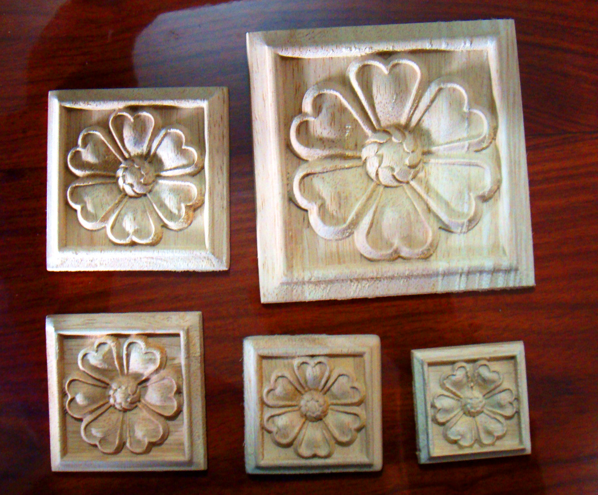 h488-7现货供应橡胶木家具贴花批发定做各种实木装饰木花家具小花