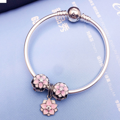 欧美时尚diy手链 925纯银手链手饰品 串珠手链女士银首饰品批发