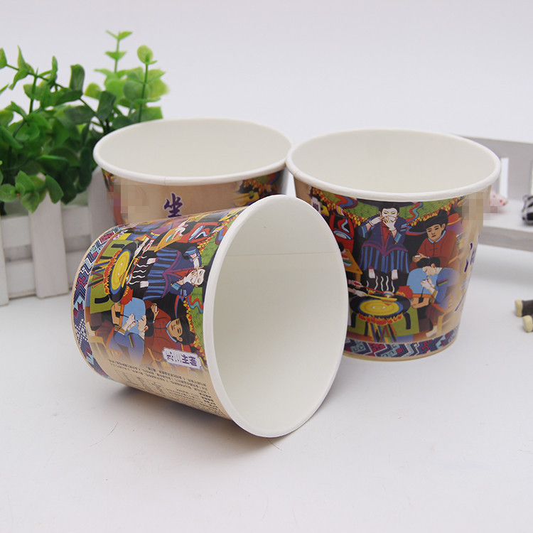 450ml一次性纸碗食品包装 方便面杯面碗可外贴双层定制 汤碗外卖
