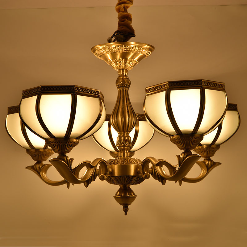 欧式吊灯客厅全铜灯具美式灯饰创意餐厅卧室灯纯铜全铜吊灯罩2202