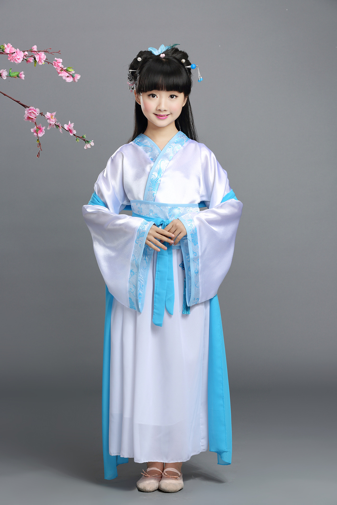 新款儿童古装女童汉服拖尾小贵妃装唐朝公主仙女装cos演出服