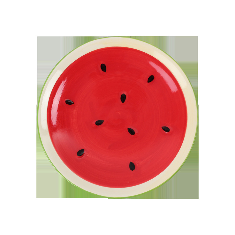 Creative Cartoon Porcelain Grid Plate Children's Meal Tray Cute Household Separated Ceramic Plate Swing Plate Watermelon Fruit Plate