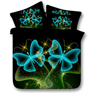 南通3d高清数码印花床上用品一件代发厂家直销jf192双胞胎蝴蝶