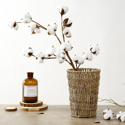 小清新仿真棉花花束店铺橱窗创意陈列道具餐桌办公桌花瓶装饰插花