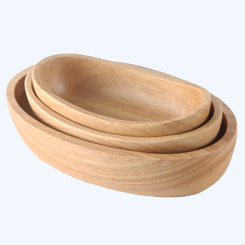 Engraved Solid Wood Plate Dish Hotel Japanese Style Tableware Salad Bowl Household Oak Tray Rectangular Wholesale