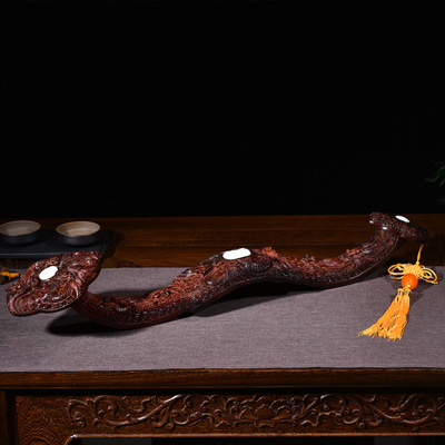 酸枝木九龙如意 红木大如意摆件 家居工艺品摆设 商务礼品
