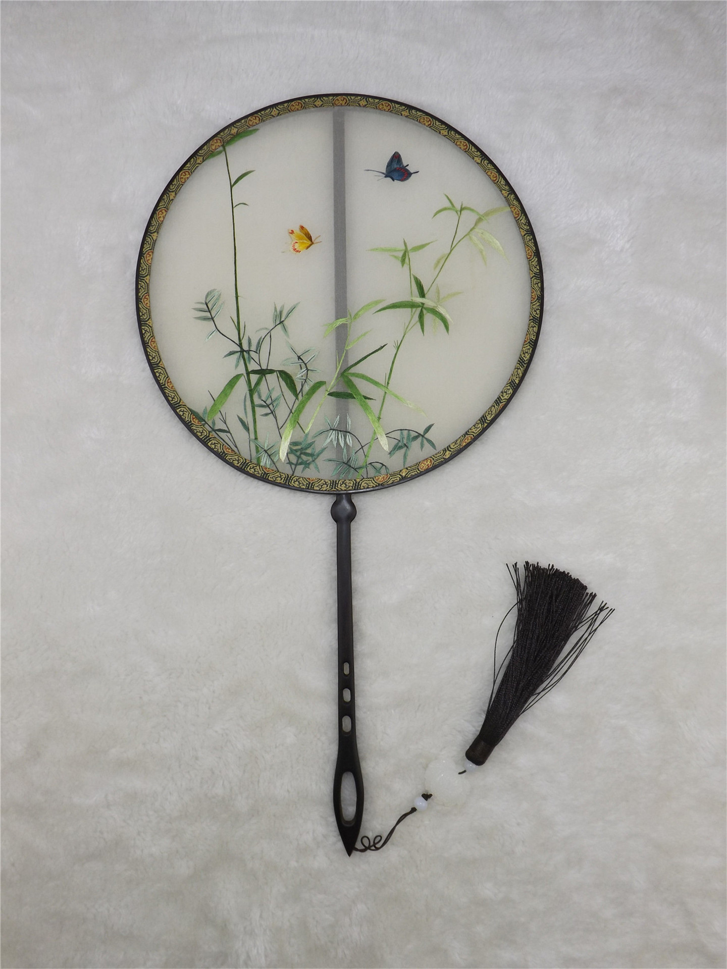 苏州团扇_苏州手工双面绣中国风复古绣花团扇宫扇复古扇年会商务特色