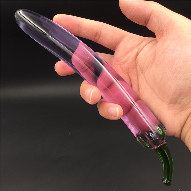 紫茄子玻璃水晶阳具冰火棒男女用前阴后庭g点刺激自慰器成人用品