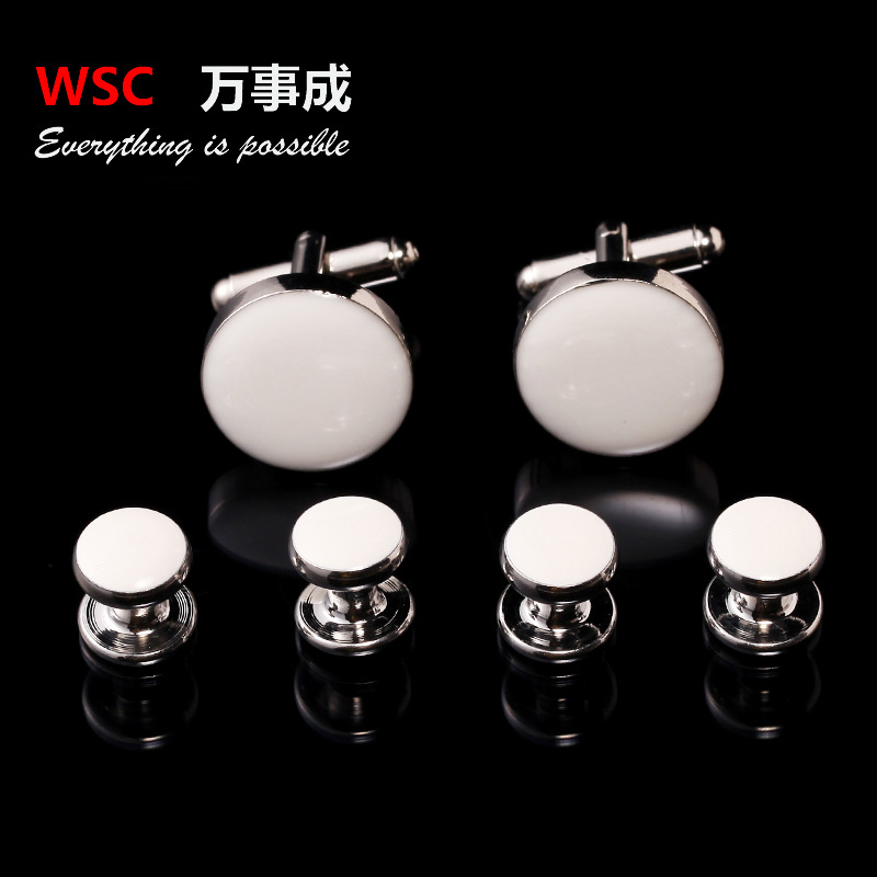 Everything Becomes a Large Number of Spot Cufflinks Epoxy Six-Piece Set Four-Button Nail High-End Swallowtail Buckle T0102