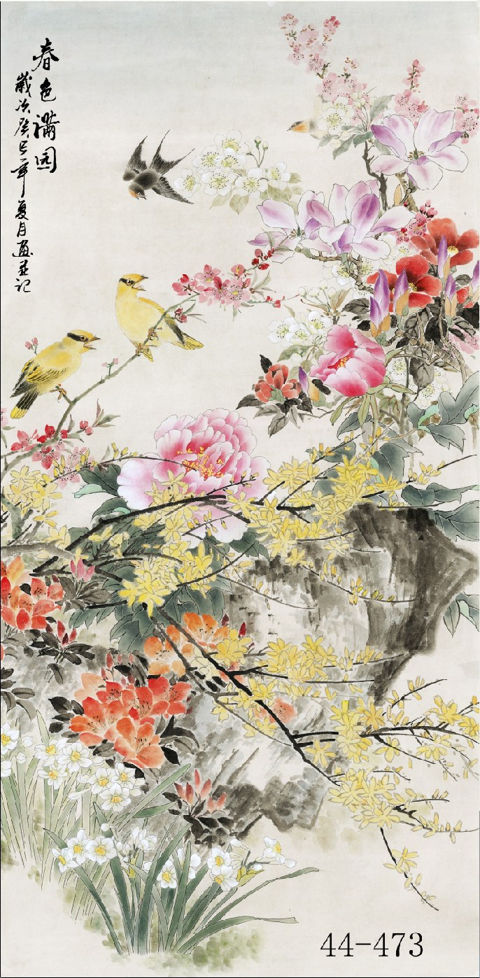 44-473国画批发 字画 工笔花鸟 竖幅装饰书画 高仿真画芯批发