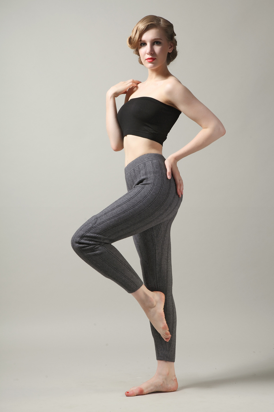 女式双层保暖裤裤针织打底裤毛裤羊毛裤