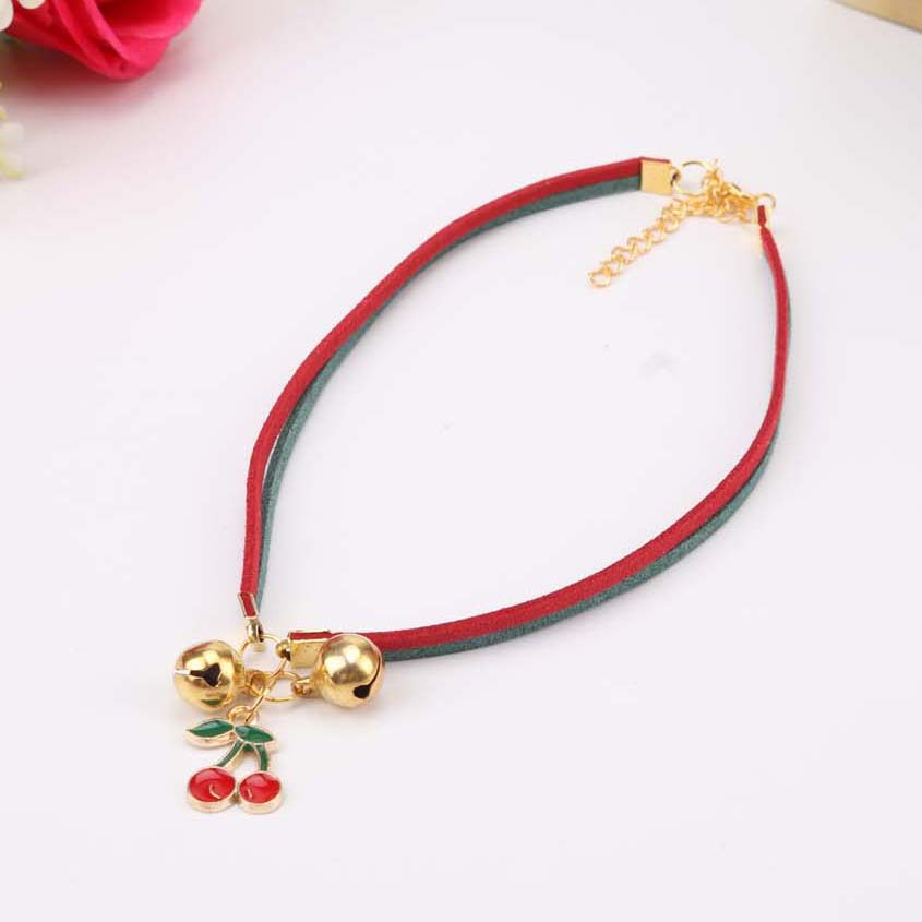 纯手工猫咪项圈宠物挂饰狗狗 font color=red></p></a>铃铛 /font>鹿皮绒绳编