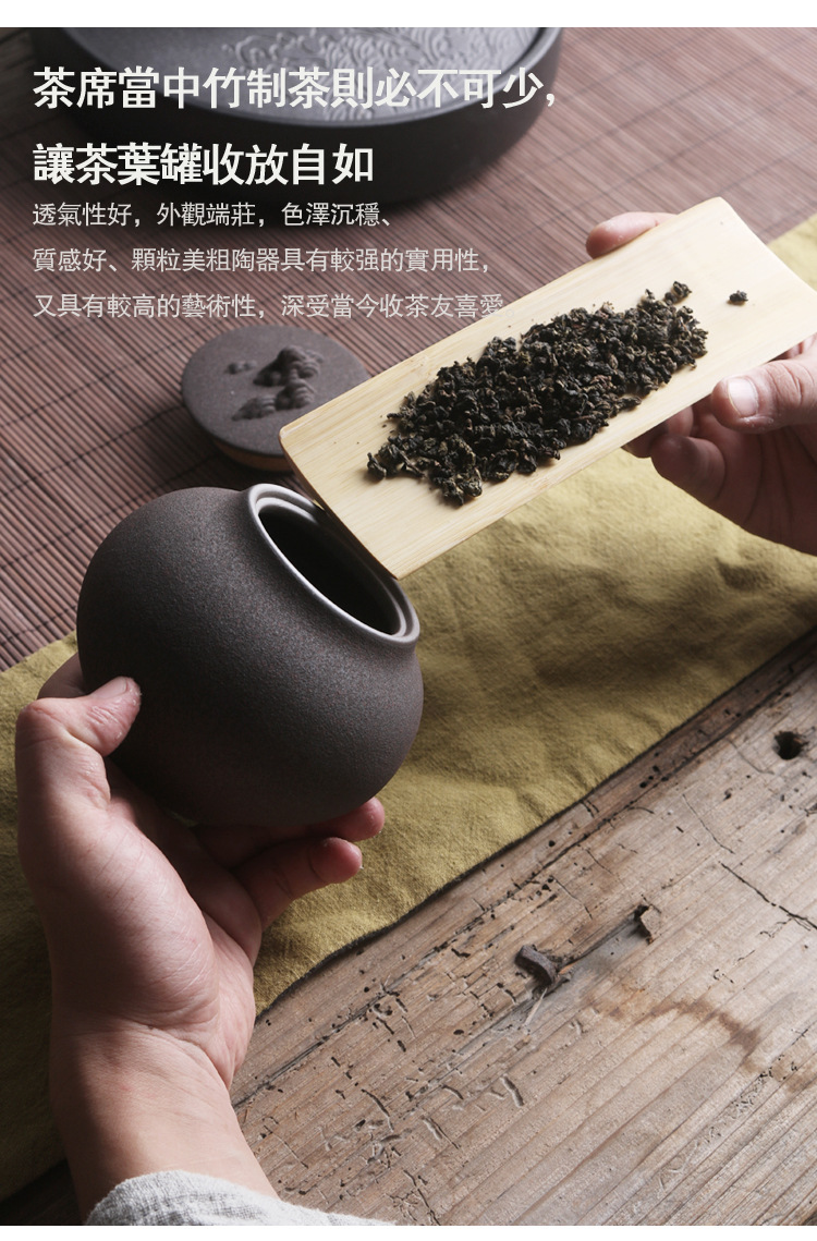 新款粗陶茶叶罐包布软木盖密封罐创意陶瓷手工高档储物罐茶叶桶
