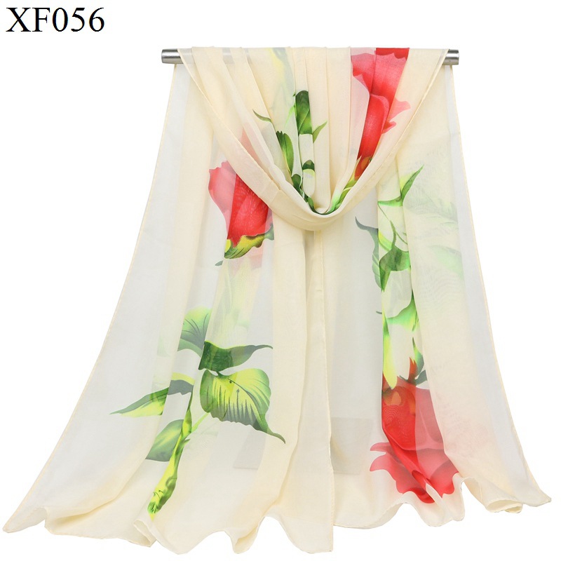 Hot Selling Fashion Small Silk Scarf Chiffon Women's Scarf Long Scarf Factory Direct Sales Wholesale One Flower Rose Thin Silk Scarf