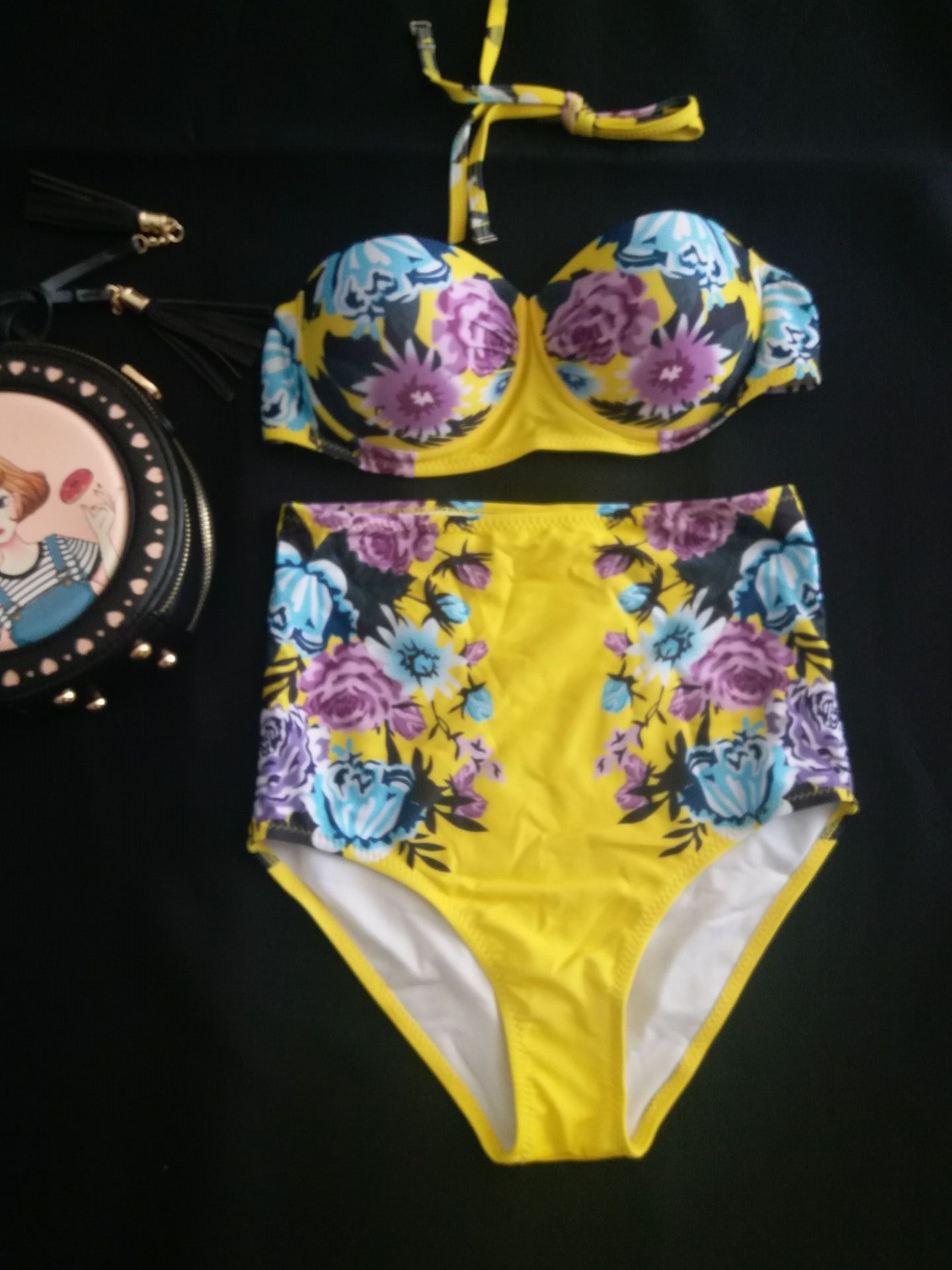 14年新款比基尼女式分体游泳衣中国国花图案富贵气质厂家批发