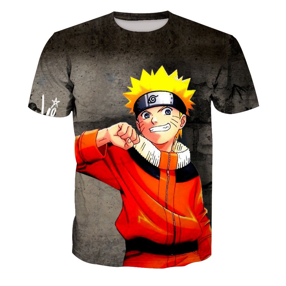 外贸夏装2017新款 火影鸣人 欧美潮流数码印花短袖t恤衫男t-1180