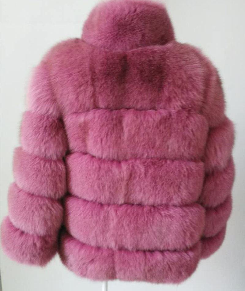 惊石皮草 速卖通亚马逊热销款 整皮狐狸不打孔立领女士皮草外套