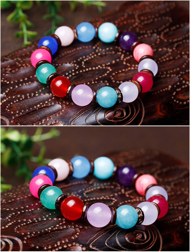 同美水晶 七彩多宝玉石手链 原创单圈七彩手串手饰批发 厂家直销