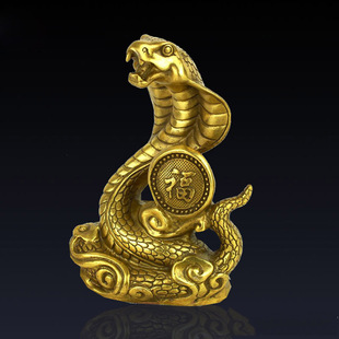 风水纯铜金蛇 十二生肖蛇 客厅摆件 12生肖铜蛇办公桌金属工艺品