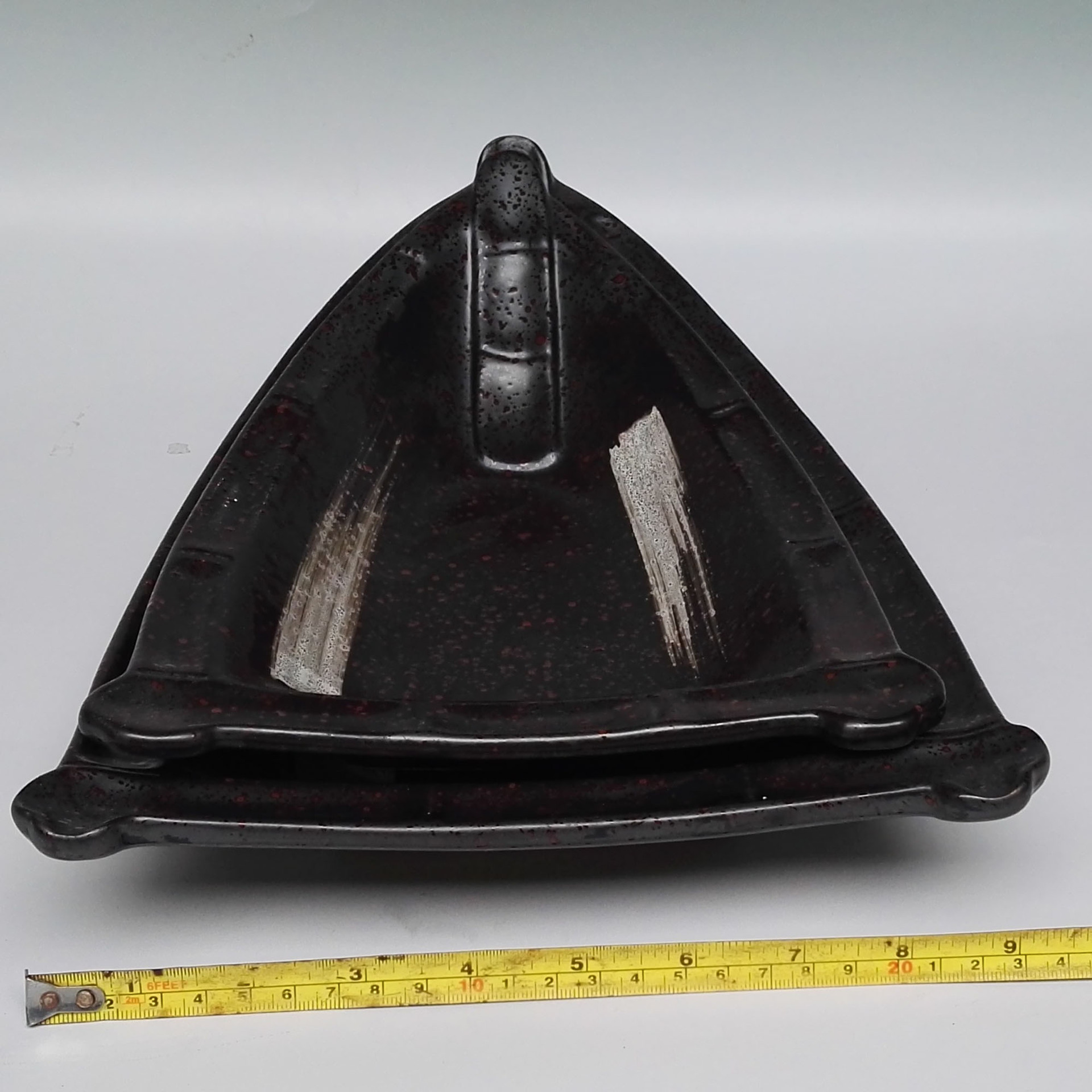 10.5"三角竹斗 陶瓷冰裂开片釉个性 炒面 米饭 水果蔬菜沙拉