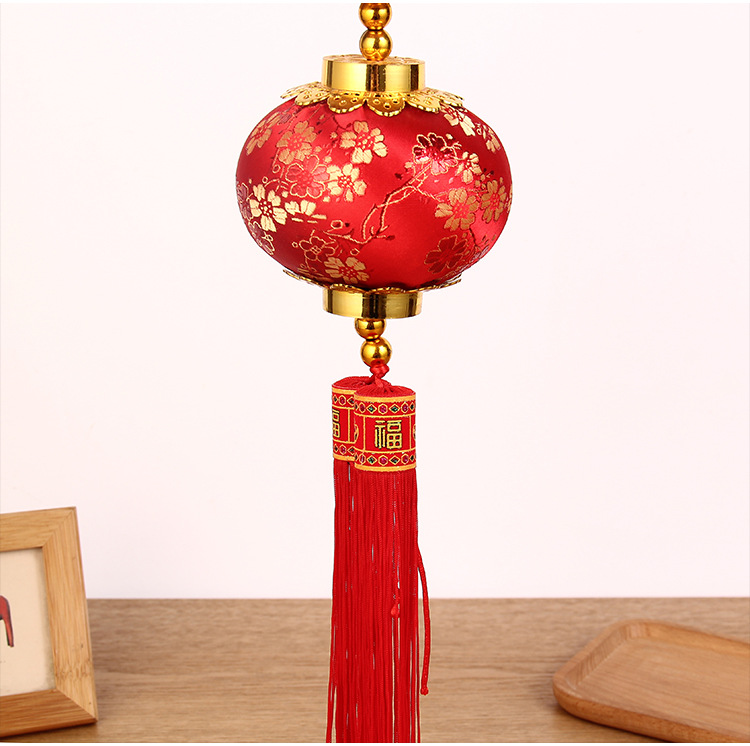 厂家供应绸缎梅花小灯笼串 春节装饰礼品 节日喜庆装饰用品挂件