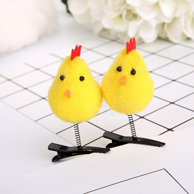 清仓鸡年卖萌鸡毛绒黄色小鸡发夹立体小黄鸡发卡可爱软妹头饰厂家