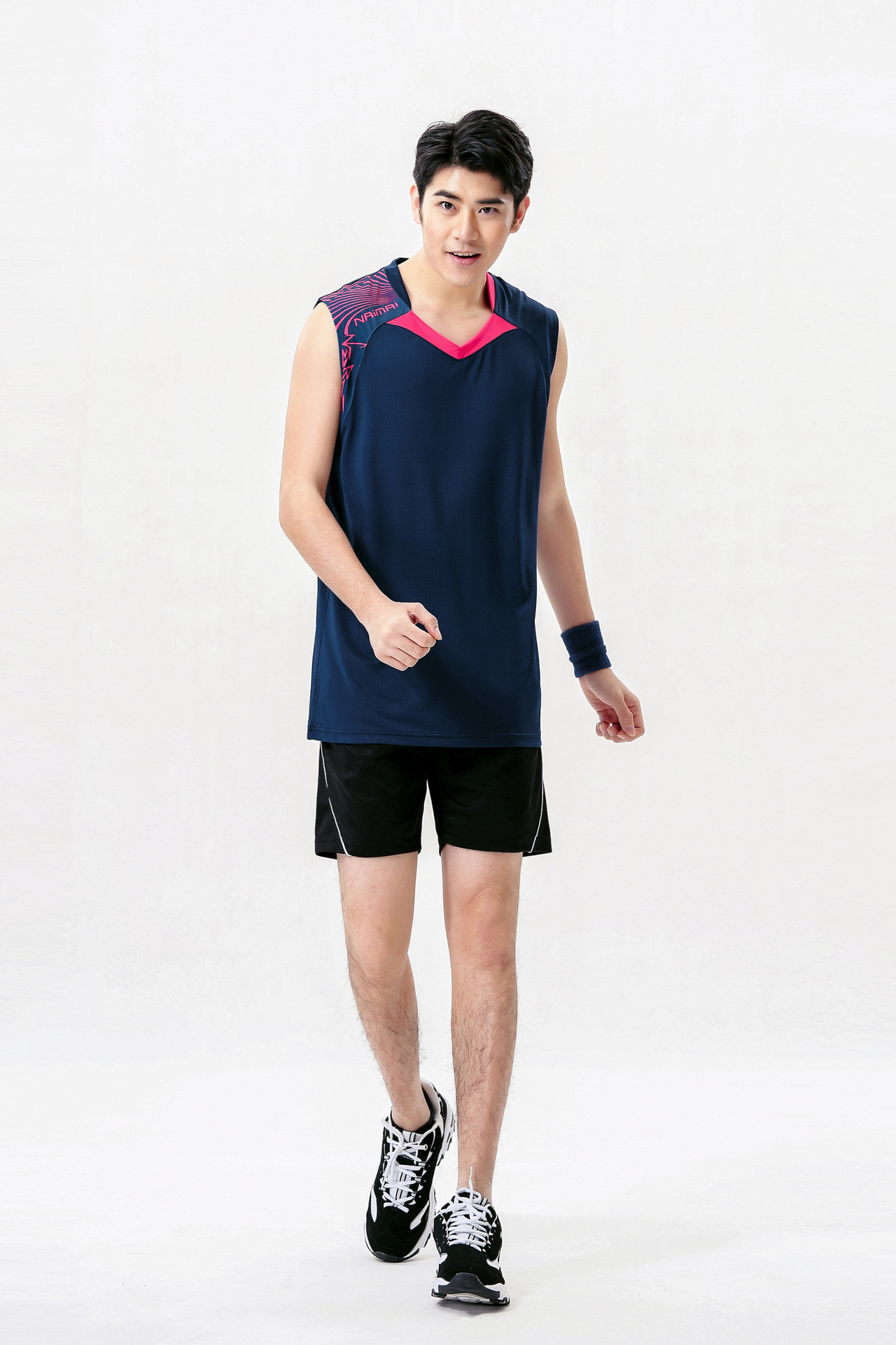 新款奈迈男装无袖运动服 无袖羽毛球服装 套装运动服 可印字