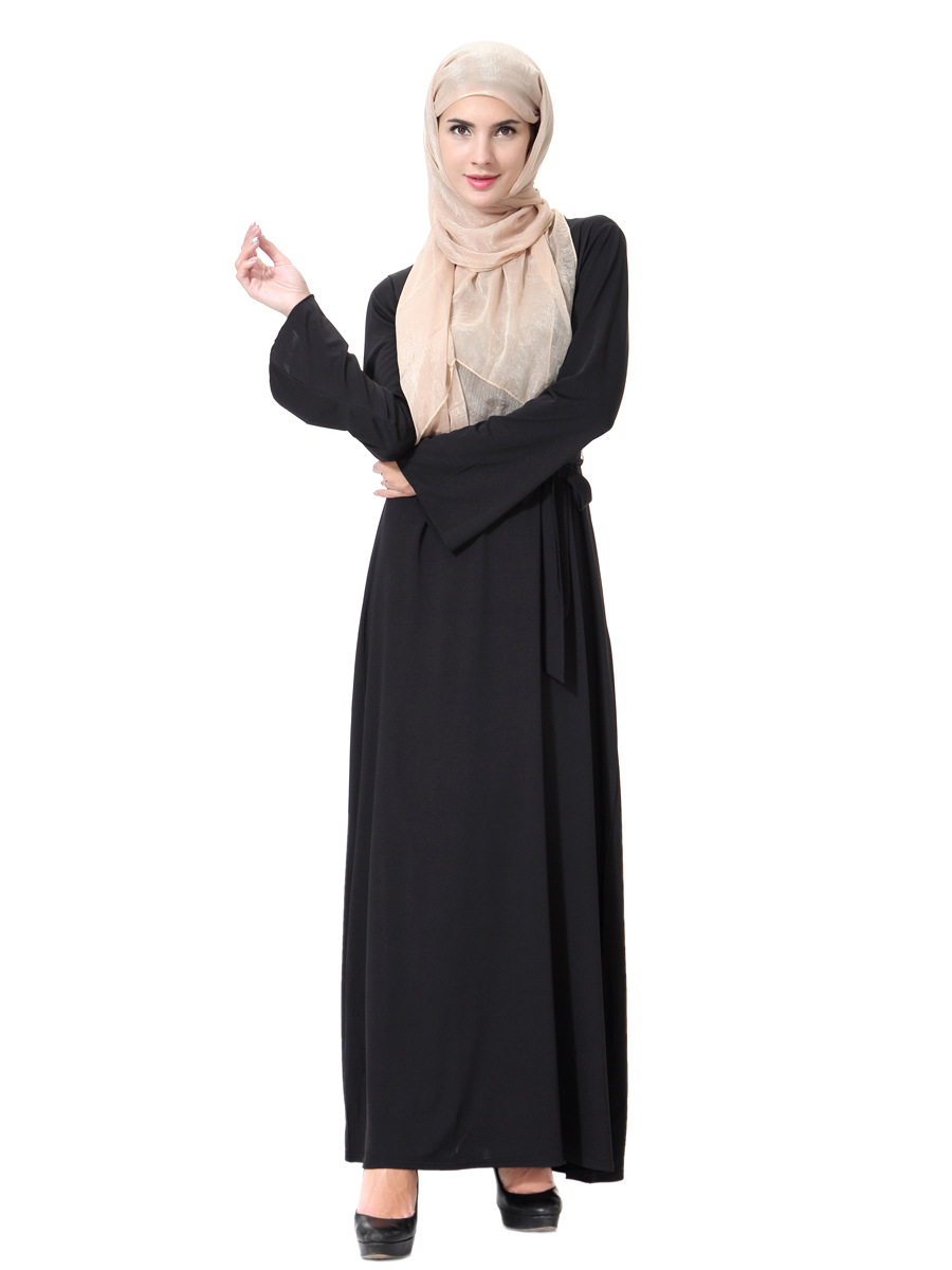 穆斯林阿拉伯中东服饰女士系带荷叶袖长袍长裙连衣裙 th906