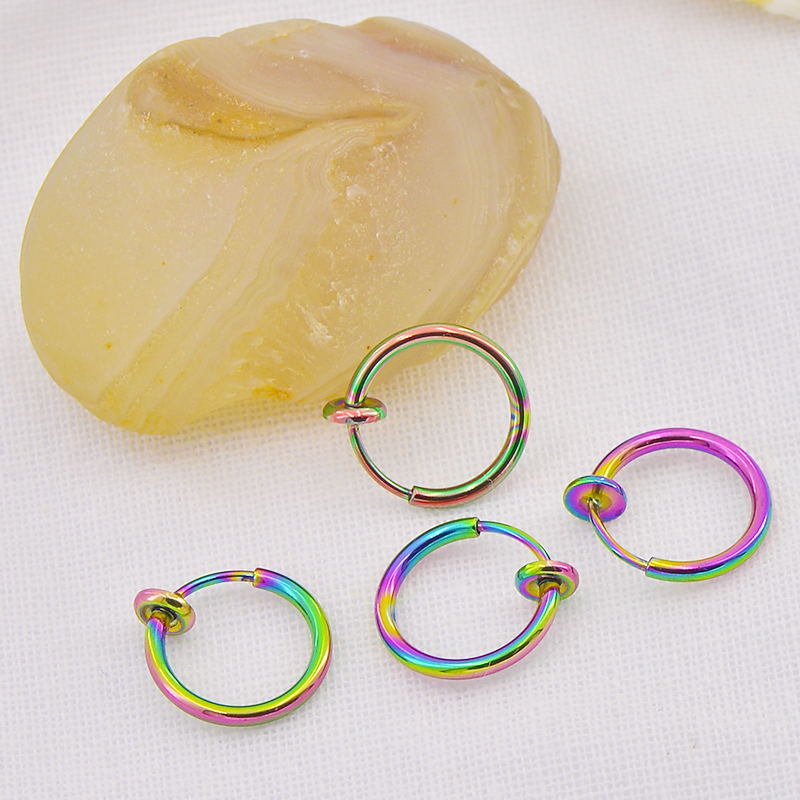 日韩爆款七彩弹簧耳夹 弹杆式无耳洞无痛假耳环 diy耳饰饰品配件