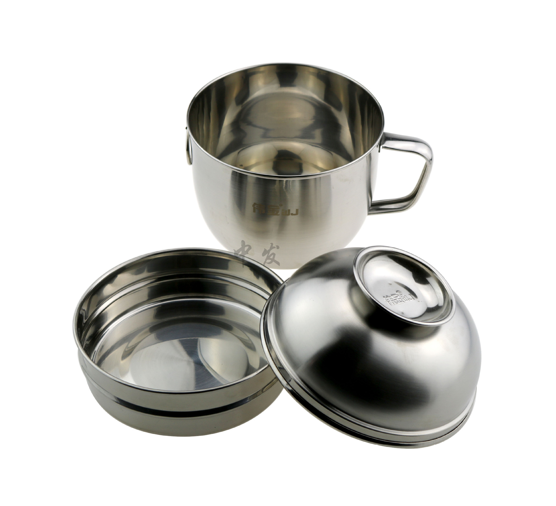 不锈钢泡面杯 带格高碗盖快餐杯 保鲜碗 韩式多用带盖保温泡面碗