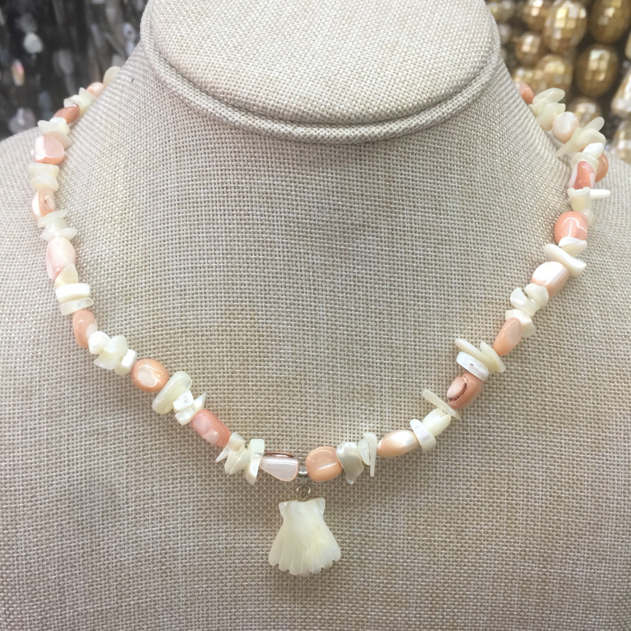 贝壳项链锁骨链天然贝壳手工吊坠