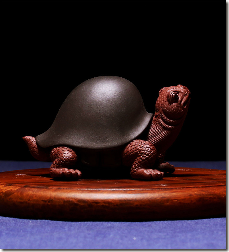 宜兴紫砂茶宠摆件将军龟功夫茶具配件茶宠紫泥乌龟功夫摆件礼品