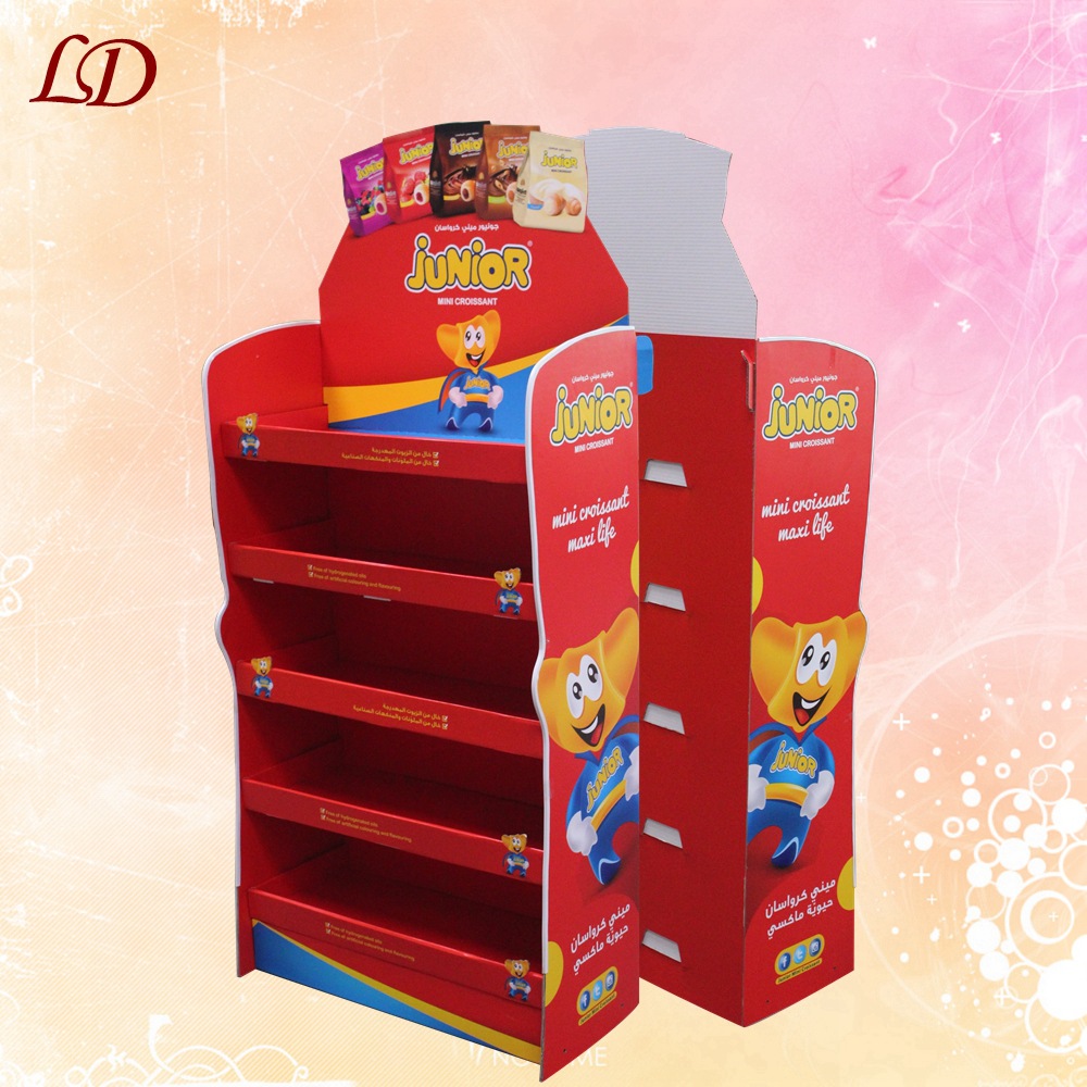 【零食展架】母婴店展柜陈列架i 深圳超市红色纸质促销台展示架