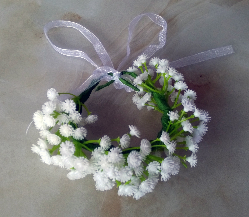 白色满天星花环手环 森女系头环 新娘花环旅游发饰儿童摄影发箍头