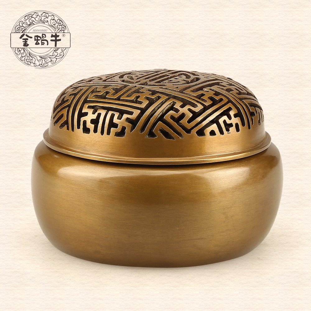 金蜗牛 万字纹圆形炉 书房茶台摆件 收藏把玩 室内陈设 礼品