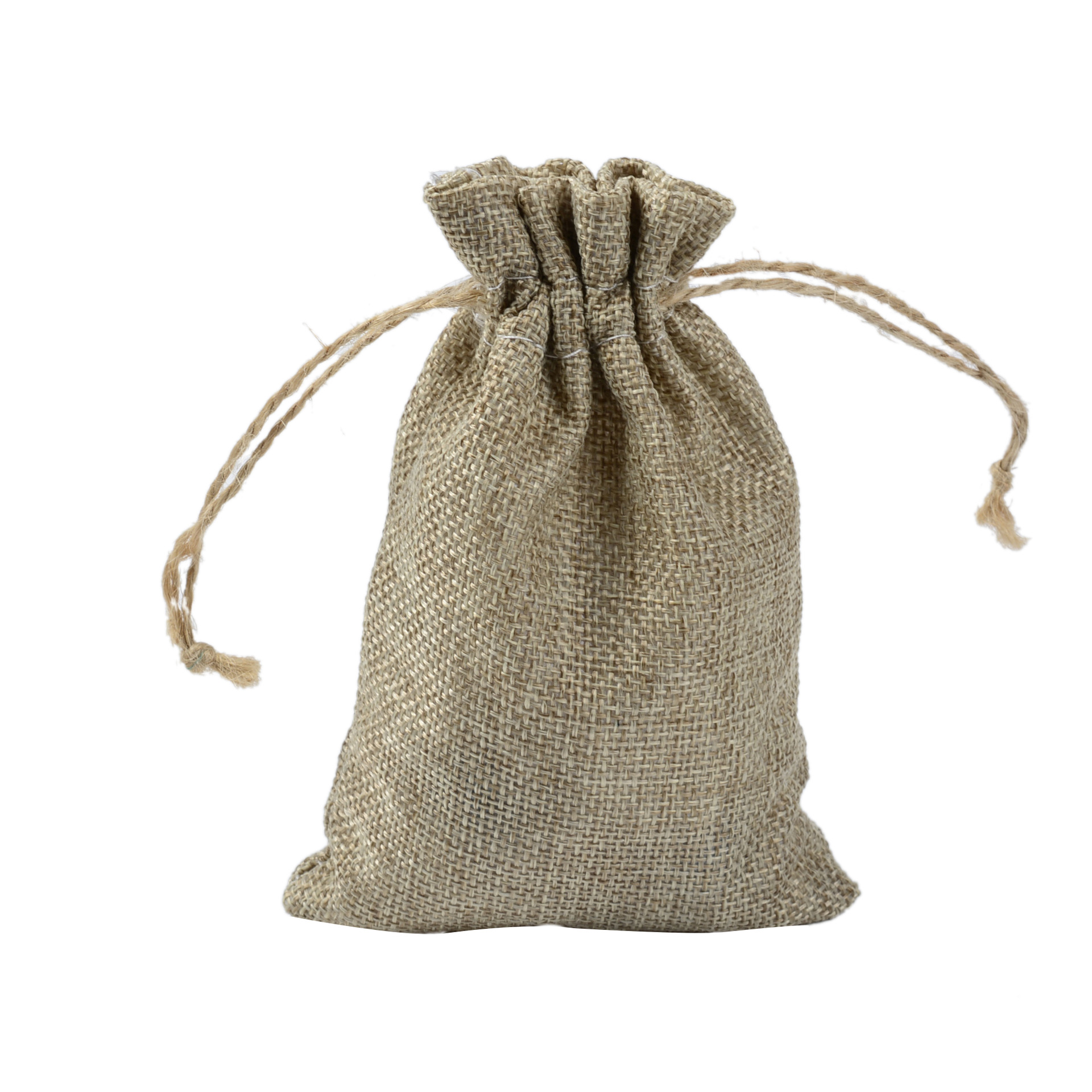 亚麻束口包装袋 抽绳仿麻茶叶大米礼品收纳环保袋 小麻绳袋定做