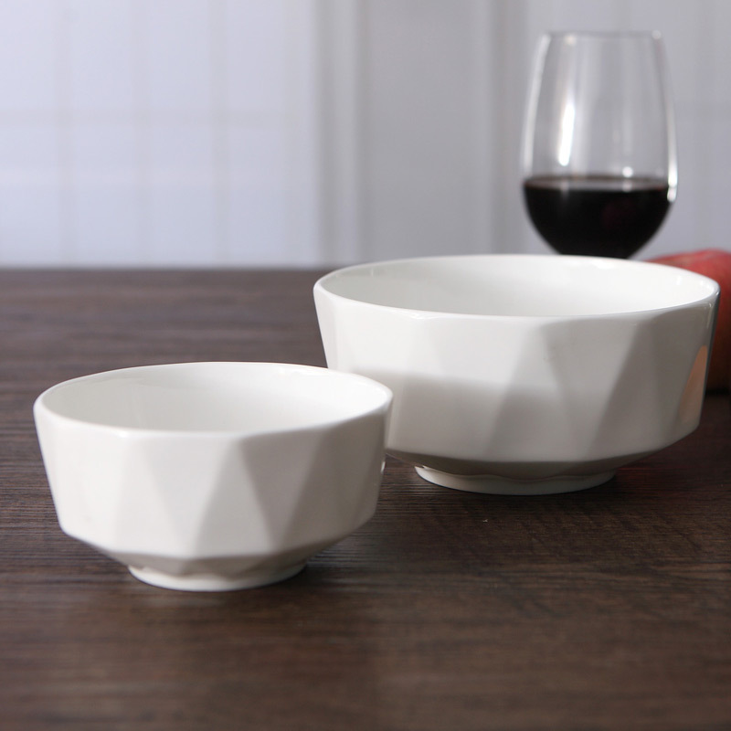 唐山骨瓷纯白色多边形六合4.