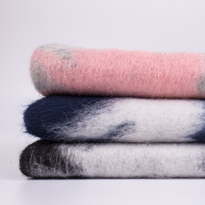 秋冬外套针织粗纺布料太阳花提花毛纺毛呢面料批发市场现货