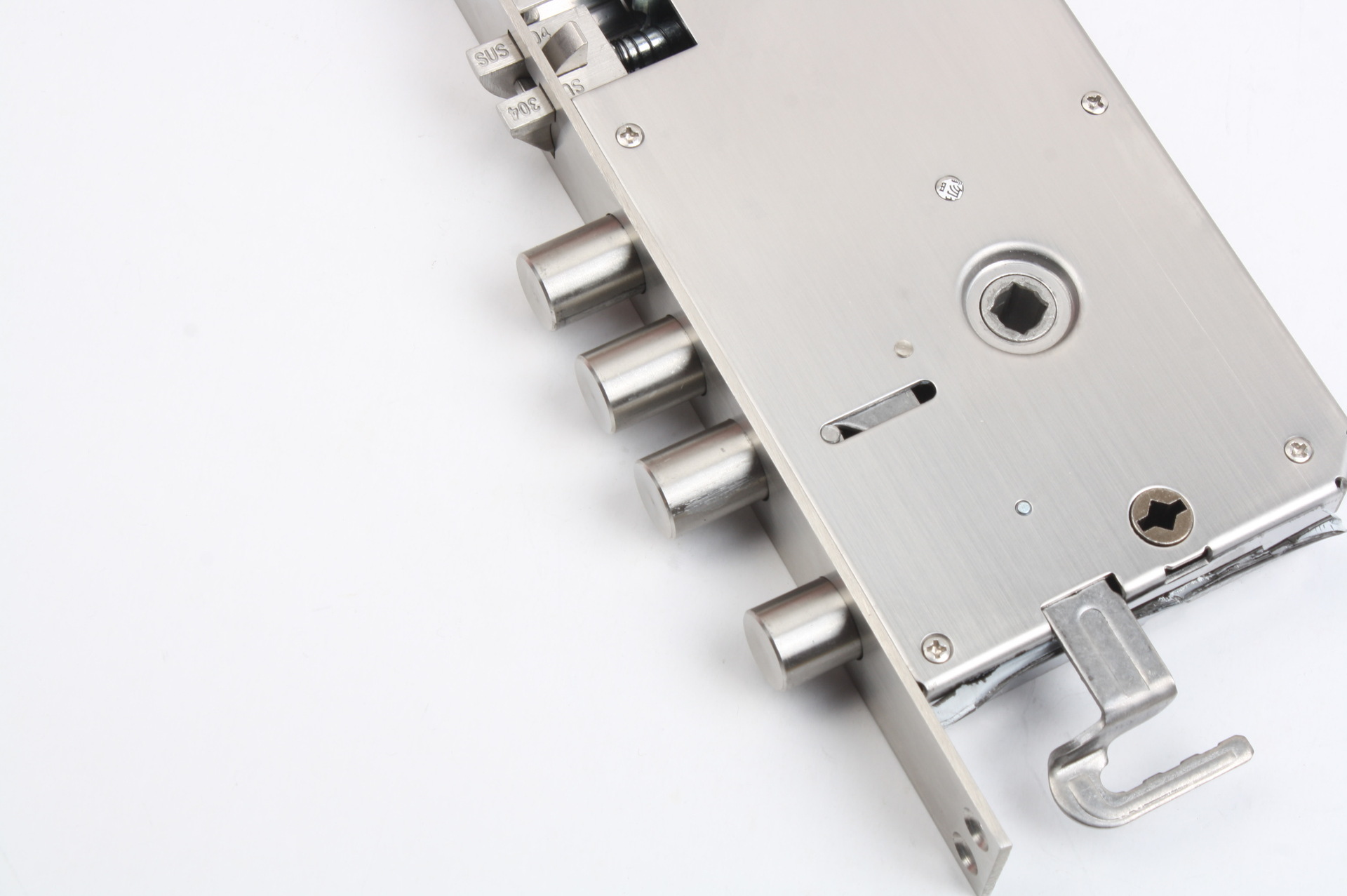 锁体 全钢圆柱下把手小霸王双快 指纹密码锁 通用天地锁锁体