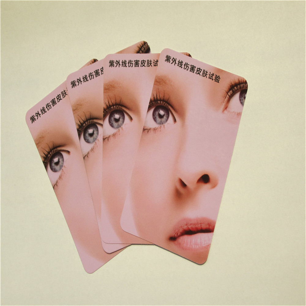 美女脸整面变色铜版纸紫外线测试卡 防晒神器紫外线强度测试卡