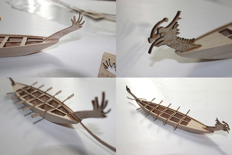 中国龙舟制仿真古船拼装木船模型 十桨快艇 diy益智航海模型套材