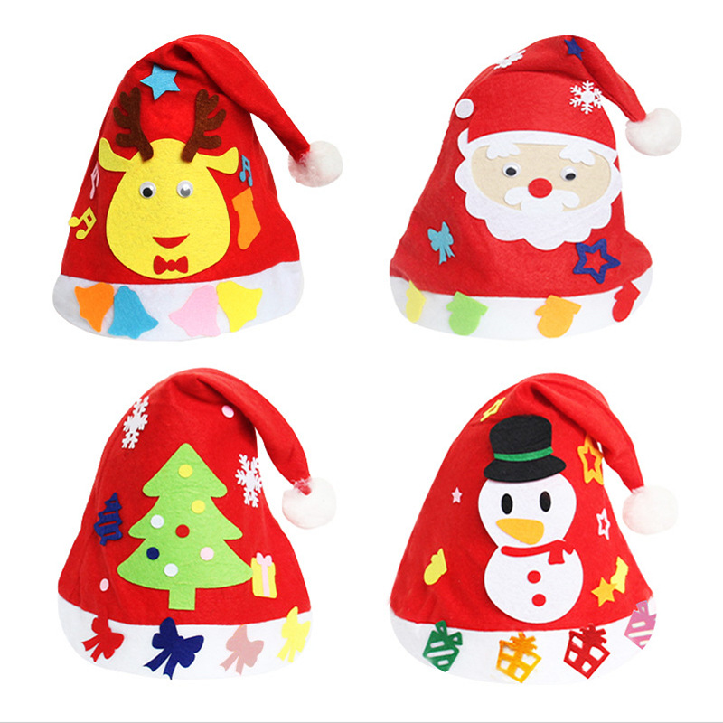 圣诞帽 儿童圣诞节帽子 幼儿园diy手工制作圣诞帽卡通头饰材料包