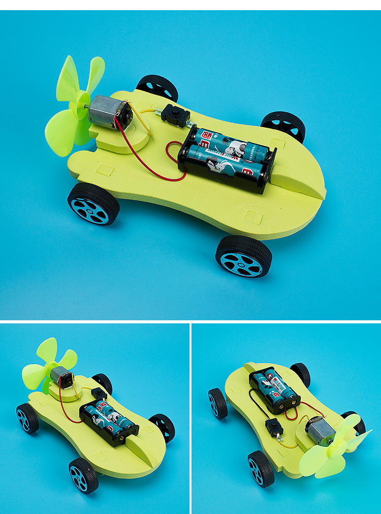 自制diy空气风力车简易小车模型动力车 小学生科技教育兴趣小制作