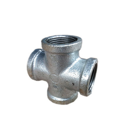 十字螺纹管道方边玛钢镀锌铁等径丝扣内牙四通管件接头铁四通配件