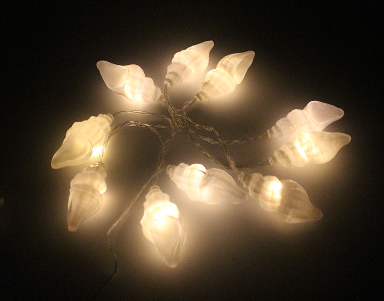 led彩色海螺灯串 10头灯电池灯带 厂家直销圣诞节日海螺彩灯