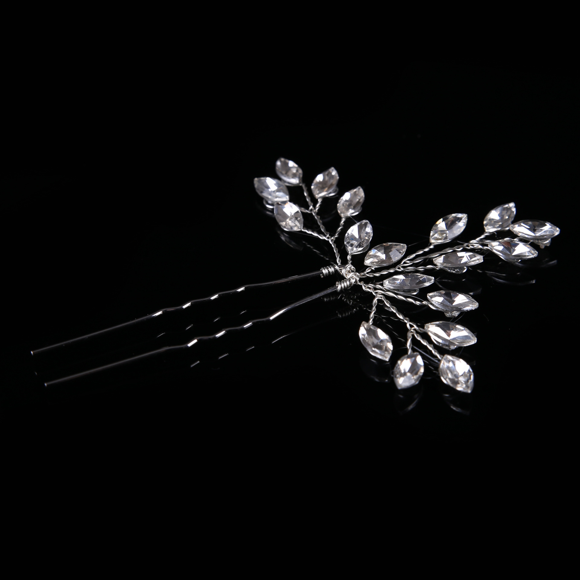 国际站新款玻璃发簪 新娘手工发饰 白色婚纱礼服头饰 结婚饰品